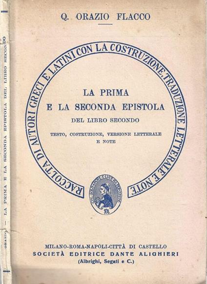 La prima e la seconda epistola - Q. Flacco Orazio - copertina