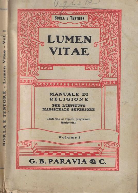 Lumen vitae Volume I - copertina