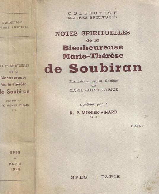 Notes de la bienheureuse Marie-Therese de Soubiran - copertina