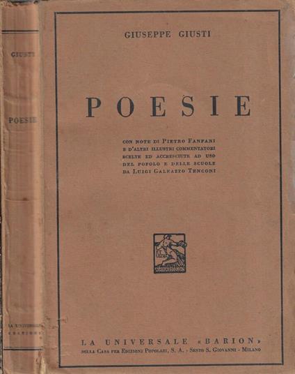 Poesie - Giuseppe Giusti - copertina