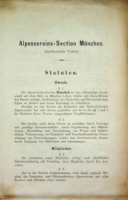 Alpenvereins-Section München: Statuten - copertina