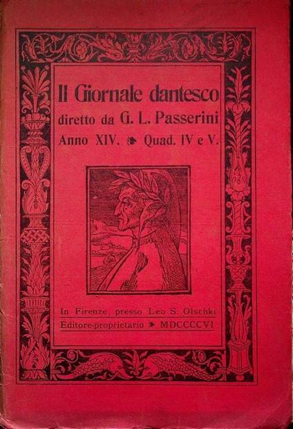 Il Giornale Dantesco: Anno XIV - Quad. IV e V - G. Passerini - copertina