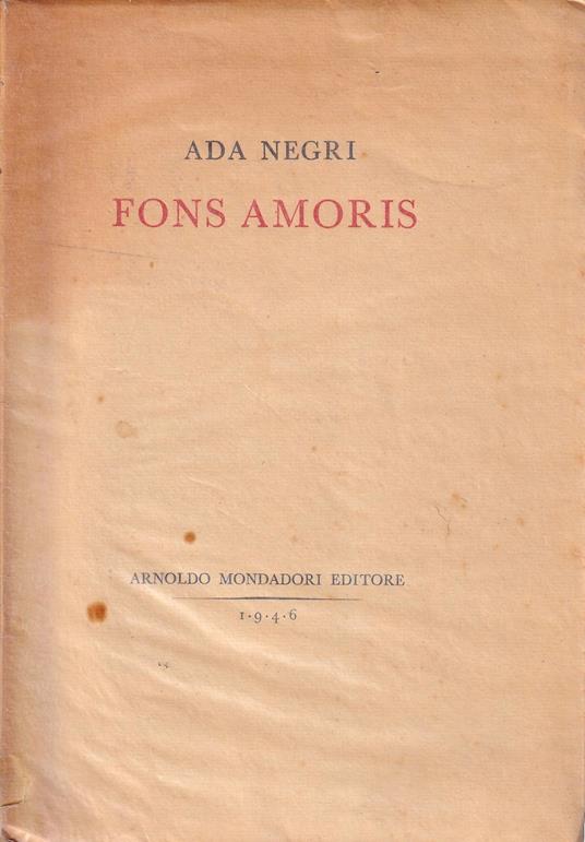 Fons Amoris (1939-1943) - Ada Negri - copertina