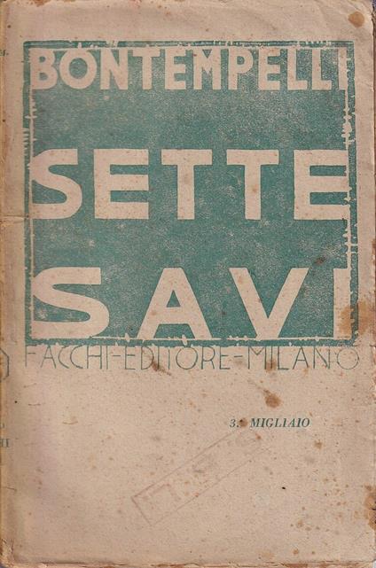 Sette Savi - Massimo Bontempelli - copertina
