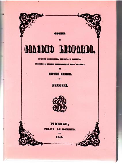 Pensieri - Giacomo Leopardi - copertina