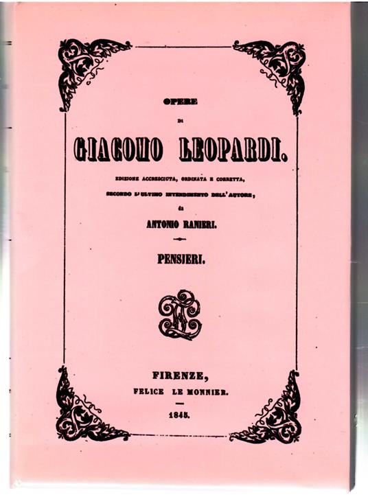 Pensieri - Giacomo Leopardi - copertina