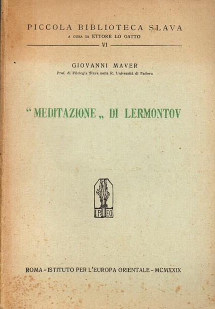 Meditazione di Lermontov - Giovanni Mafera - copertina