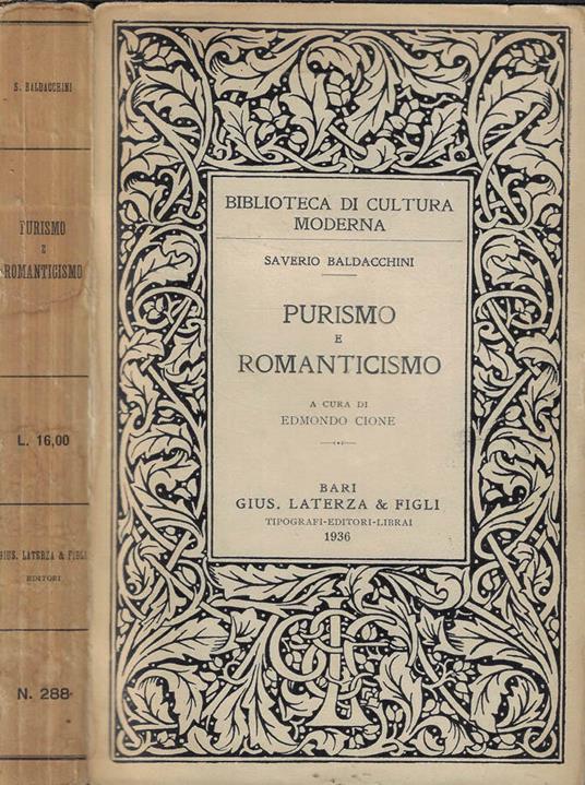 Purismo e romanticismo - copertina