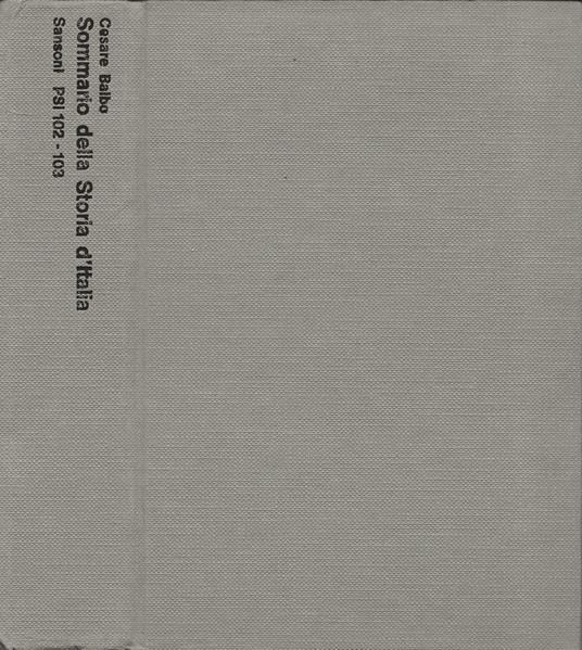 Sommario della Storia d'Italia - Cesare Balbo - copertina