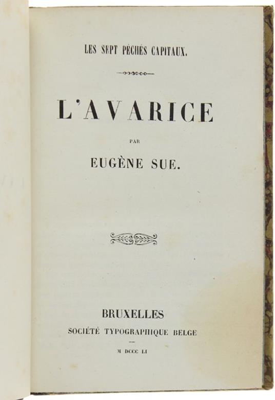 L' Avarice. Les Sept Péchés Capitaux - Eugène Sue - copertina