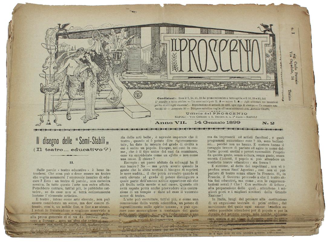 Il Proscenio. Giornale Artistico Teatrale. Anno 1899 (33 Numeri) - Di Martino Gaspare (Direttore) - 1899
