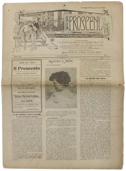 Il Proscenio. Giornale Artistico Teatrale. Anno 1905 (34 Numeri) - Di Martino Gaspare (Direttore) - 1905 - copertina