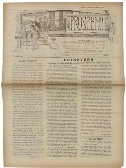 Il Proscenio. Giornale Artistico Teatrale. Anno 1904 (35 Numeri) - Di Martino Gaspare (Direttore) - 1904 - copertina