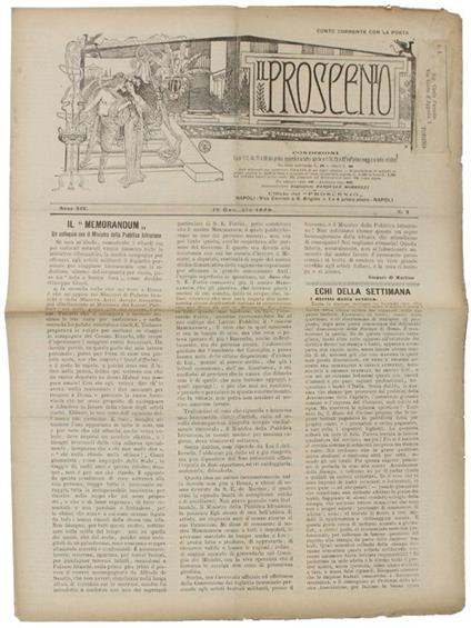 Il Proscenio. Giornale Artistico Teatrale. Anno 1906 (32 Numeri) - Di Martino Gaspare (Direttore) - 1906 - copertina