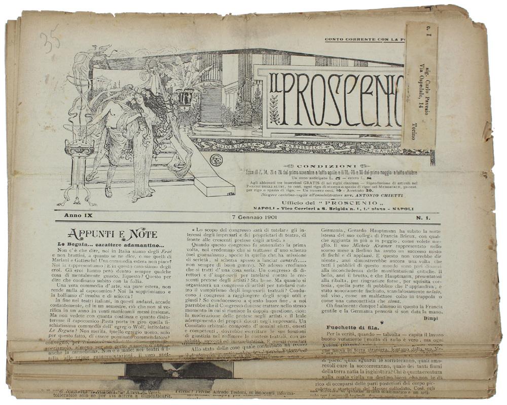 Il Proscenio. Giornale Artistico Teatrale. Anno 1901 (35 Numeri) - Di Martino Gaspare (Direttore) - 1901