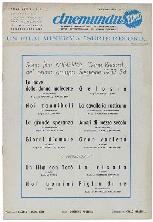 Cinemundus Export N. 3 Maggio/Luglio 1953 - copertina