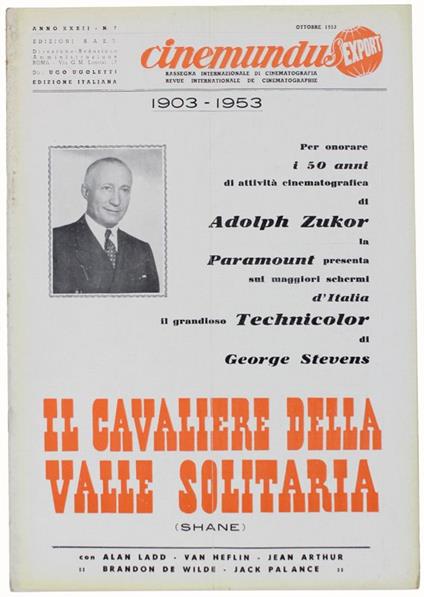 Cinemundus Export N. 7 / 1953: Il Cavaliere Della Valle Solitaria - copertina