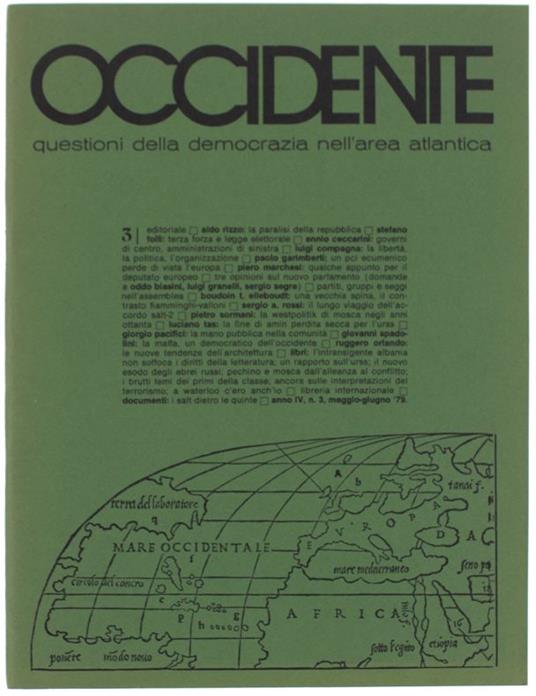 Occidente. Questioni Della Democrazia Nell'Area Atlantica. N. 3 - 1979 - Orlando Ruggero (Direttore) - Occidente, Rivista Trimestrale, - 1979 - copertina