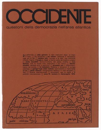 Occidente. Questioni Della Democrazia Nell'Area Atlantica. N. 2 - 1979 - Orlando Ruggero (Direttore) - Occidente, Rivista Trimestrale, - 1979 - copertina