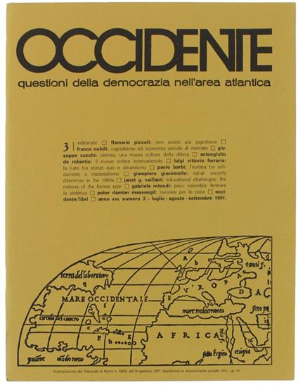 Occidente. Questioni Della Democrazia Nell'Area Atlantica. N. 3 - 1991 - copertina