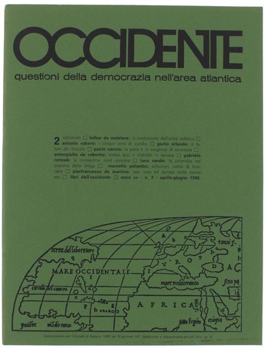 Occidente. Questioni Della Democrazia Nell'Area Atlantica. N. 2 - 1990 - copertina