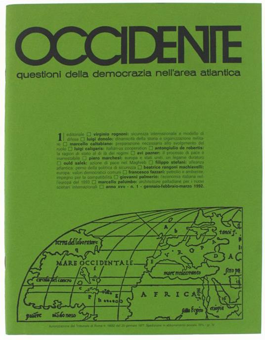 Occidente. Questioni Della Democrazia Nell'Area Atlantica. N. 1 - 1992 - copertina