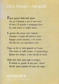 Sotheby’s - Libri, Stampe e Autografi - Milano dicembre 1999 - copertina