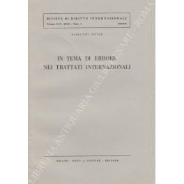 In tema di errore nei trattati internazionali - copertina