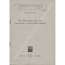 Note sulle sentenze della Corte Costituzionale in tema di riforma fondiaria - copertina