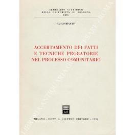 Accertamento dei fatti e tecniche probatorie nel processo comunitario - Paolo Biavati - copertina