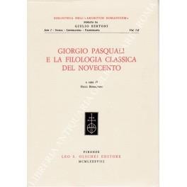 Giorgio Pasquali e la filologia classica del novecento - copertina