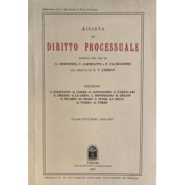 Rivista di Diritto Processuale. Annata 2001. Diretta da: Francesco Carnelutti, Giuseppe Chiovenda, Piero Calamandrei, Enrico Tullio Liebman. Anno LVI (Seconda Serie) - copertina