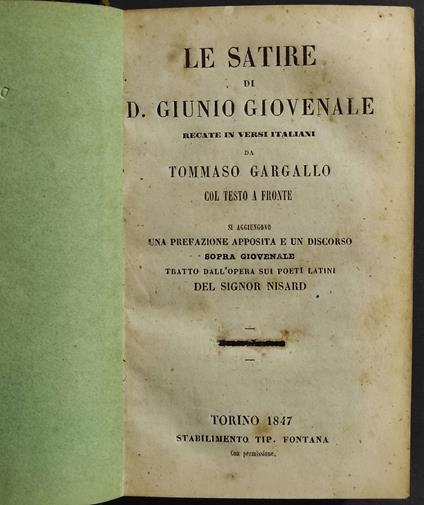 Le Satire di Giunio Giovenale - copertina