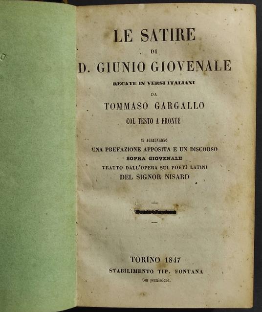 Le Satire di Giunio Giovenale - copertina