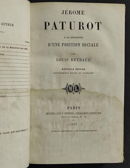 Jerome Paturot a la Recherche d'Une Position Sociale - copertina