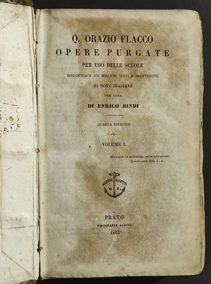 Opere Purgate - Q. Flacco Orazio - copertina