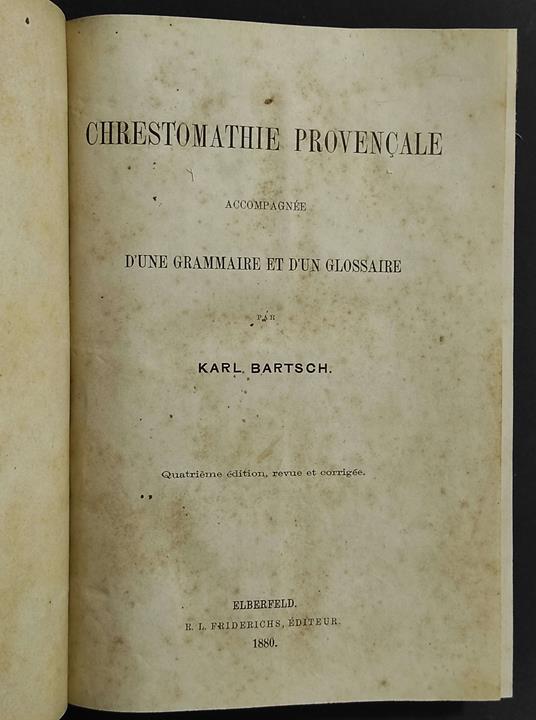 Chrestomathie Provencale - Karl Barth - copertina