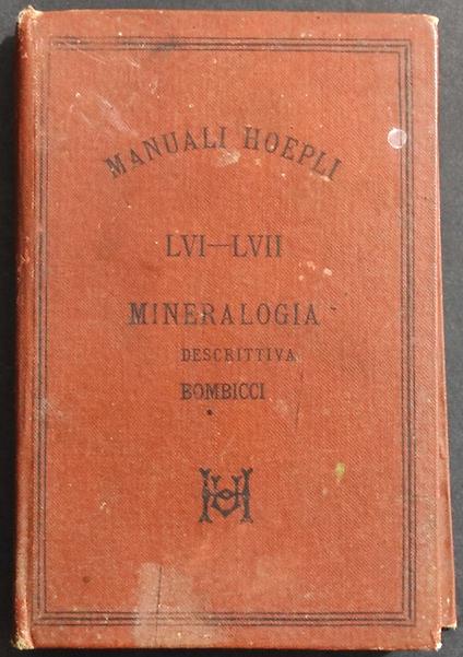Mineralogia Descrittiva - Luigi Bombicci - copertina