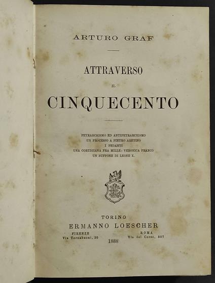Attraverso il Cinquecento - Arturo Graf - copertina