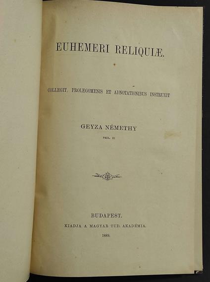 Euhemeri Reliquiae - copertina
