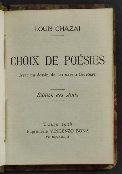 Choix de Poésies - copertina