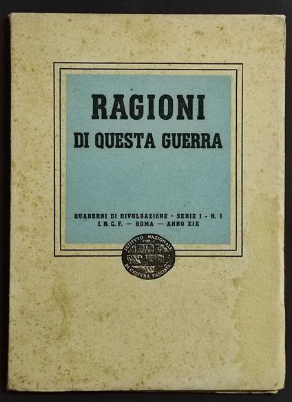 Ragioni di Questa Guerra - copertina