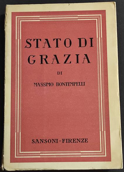 Stato di Grazia - Massimo Bontempelli - copertina