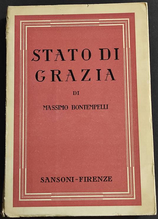 Stato di Grazia - Massimo Bontempelli - copertina