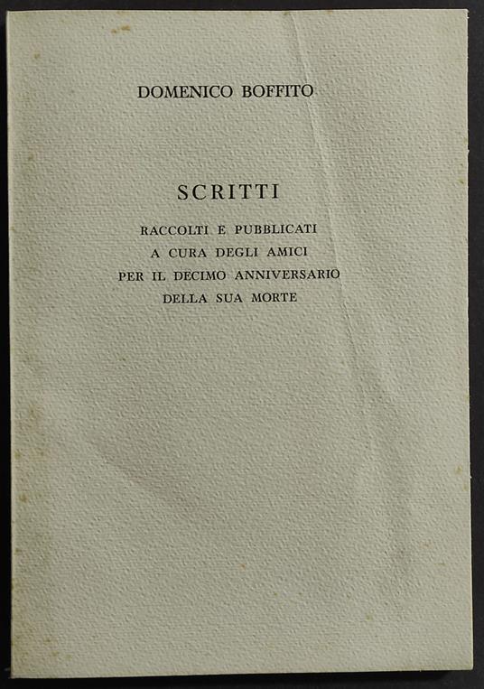 Scritti per il Decimo Anniversario della Sua Morte - copertina