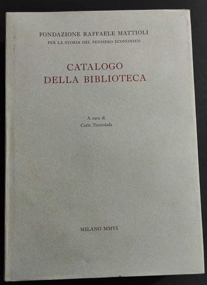 Catalogo della Biblioteca - copertina