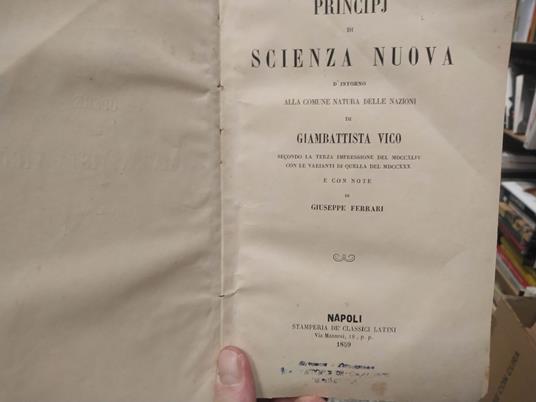 Principj di scienza nuova d'intorno alla comune natura delle nazioni - Giambattista Vico - copertina