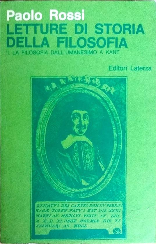Letture di storia di filosofia II. Dall'Umanesimo a Kant - Paolo Rossi - copertina