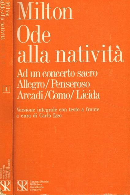 Ode alla natività, ad un concerto sacro, allegro, penseroso, arcadi, como, licida - Giovanni Milton - copertina