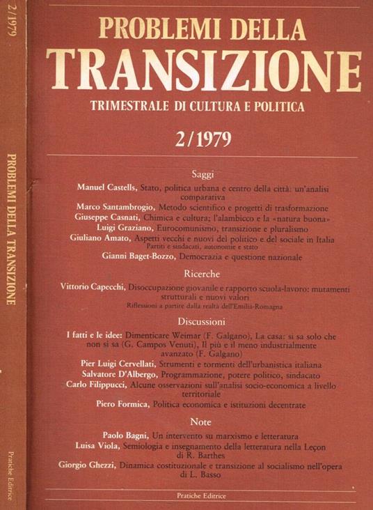 Problemi della transizione. Trimestrale di cultura politica 2/1979 - copertina